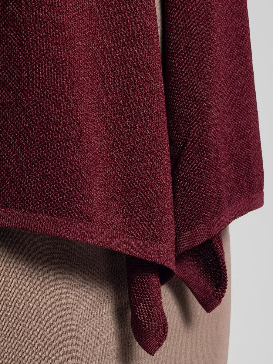 Women’s Burgundy 7/8 Sleeve Open Front Knit Cardigan