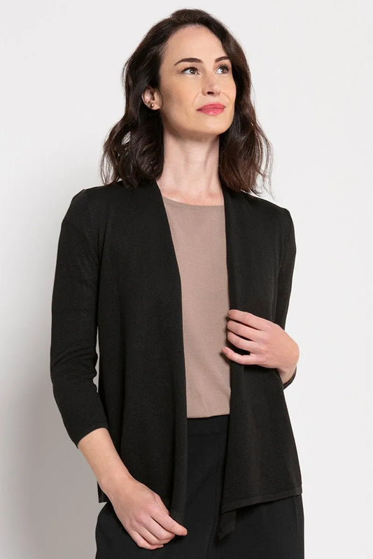 Women’s Black 7/8 Sleeve Open Front Knit Cardigan