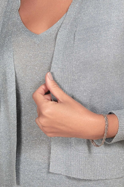 Women’s Light Blue Viscose Cardigan with Shine