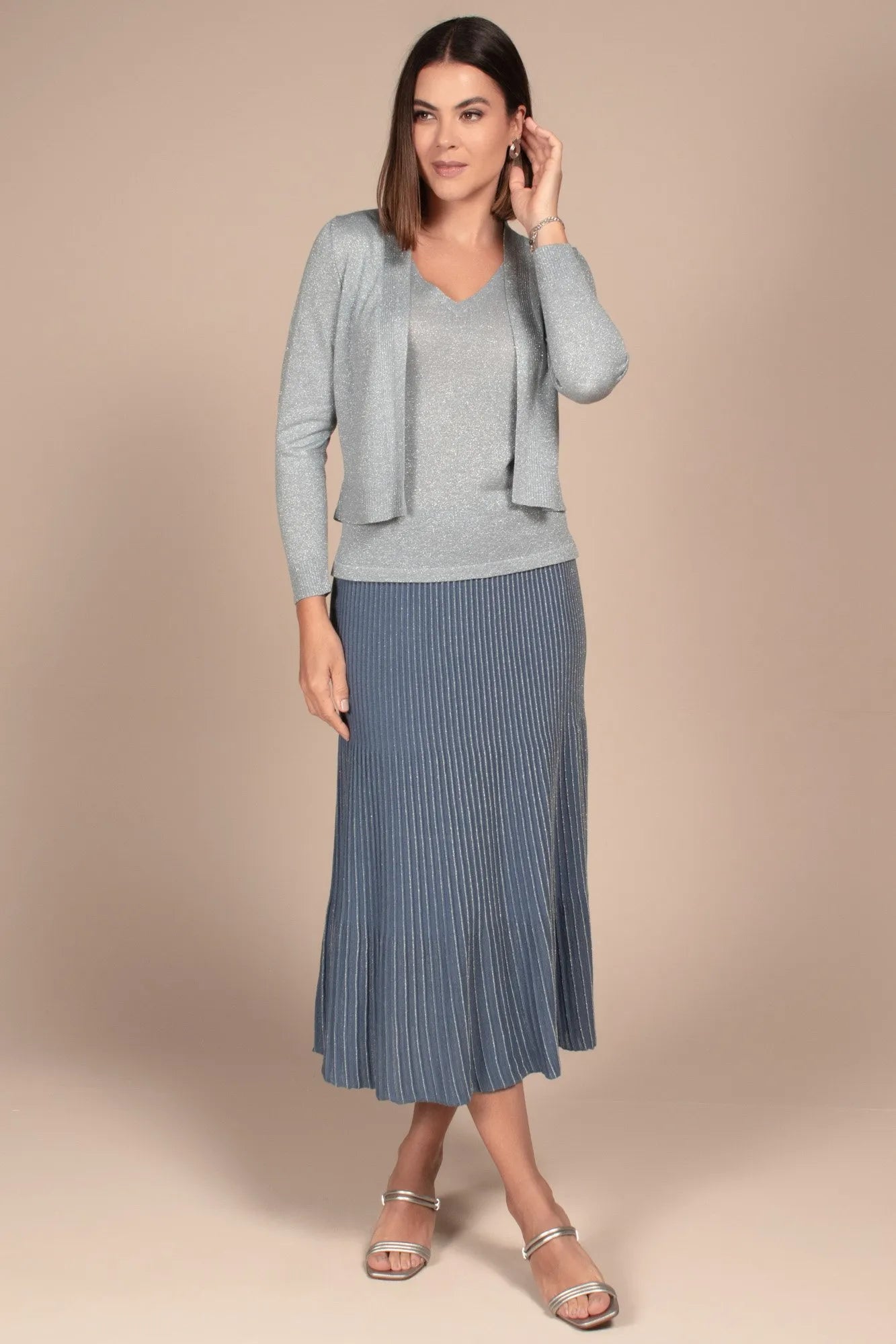 Women’s Light Blue Viscose Cardigan with Shine
