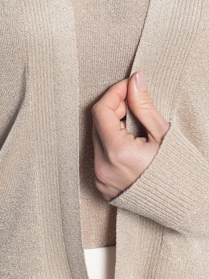 Women’s Beige Viscose Cardigan with Shine