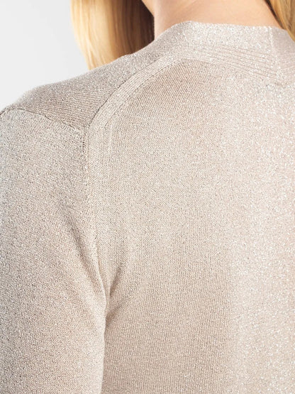 Women’s Beige Viscose Cardigan with Shine