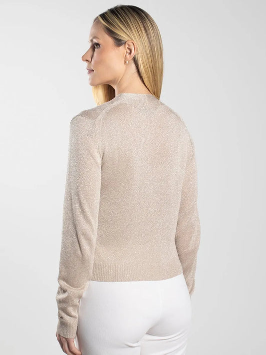 Women’s Beige Viscose Cardigan with Shine