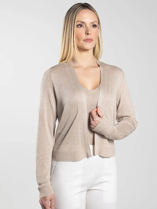 Women’s Beige Viscose Cardigan with Shine