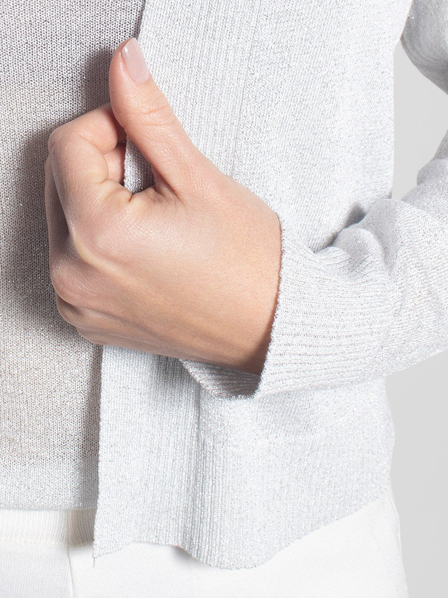 Women’s White Viscose Cardigan with Shine