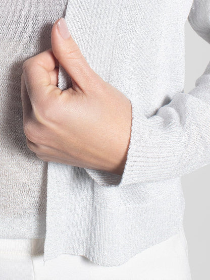 Women’s White Viscose Cardigan with Shine