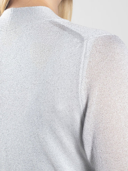 Women’s White Viscose Cardigan with Shine