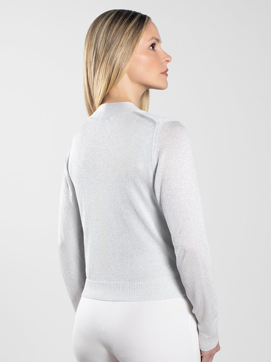 Women’s White Viscose Cardigan with Shine