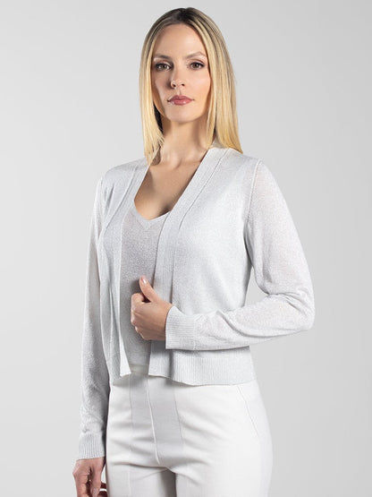 Women’s White Viscose Cardigan with Shine