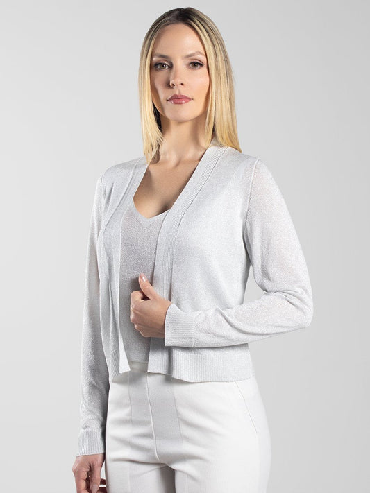 Women’s White Viscose Cardigan with Shine