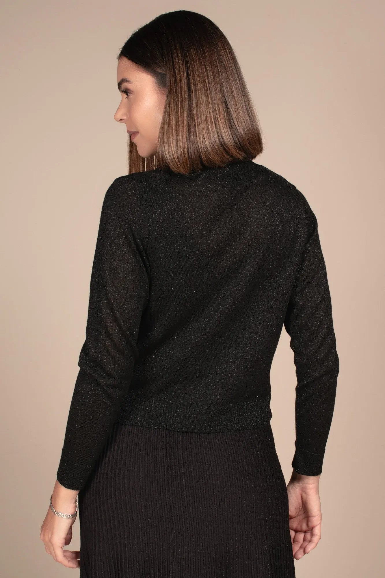 Women’s Black Viscose Cardigan with Shine