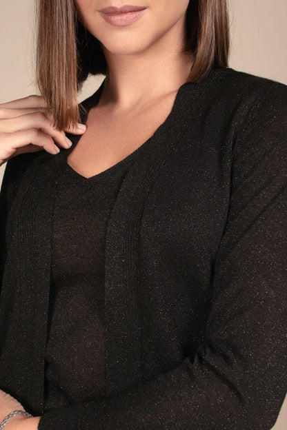 Women’s Black Viscose Cardigan with Shine